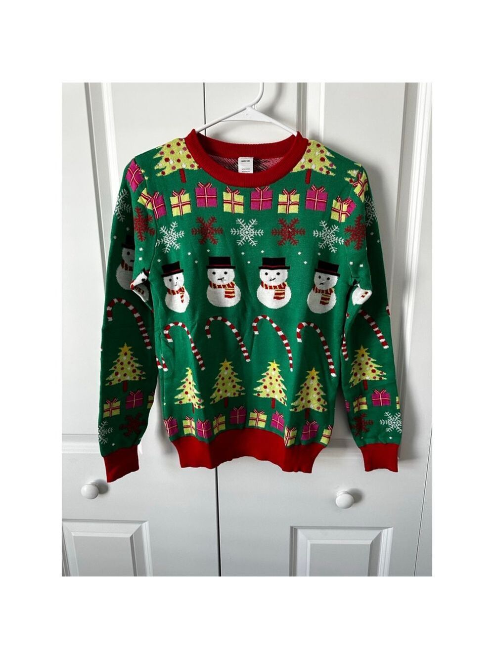 Kids Unbranded Green Red Light-Up Christmas Crew Neck Sweater size 14